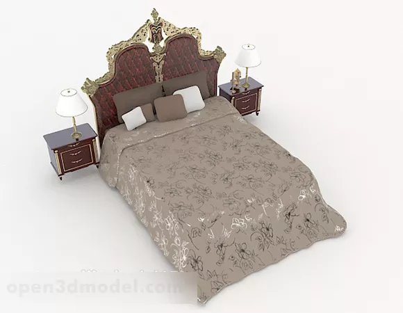 European Grey Temperament Double Bed 3d model European Grey Temperament Double Bed 3d model