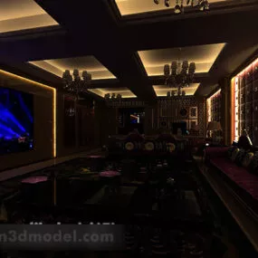 European Luxury Refined Bar Interior 3d model