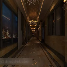 European Hotel Aisle Corridor Interior 3d model