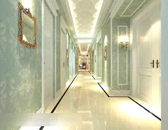European Hotel Corridor Interior 3d model European Hotel Corridor Interior 3d model