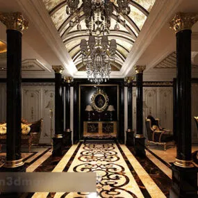 European Hotel Lobby Interior 3d model