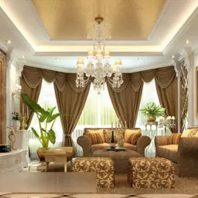 European Living Room Interior V9 3d model