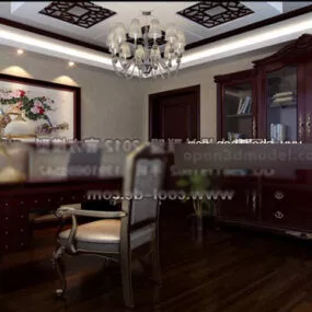 European Study Room Interior V1 3d model