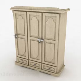 European Light Brown Wardrobe 3d model