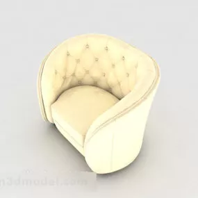 European Light Yellow Single Sofa 3d model