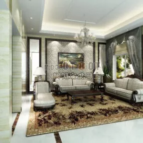 Classic European Living Room Interior V1 3d model
