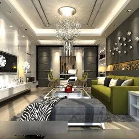 European Living Room Background Wall Interior V1 3d model