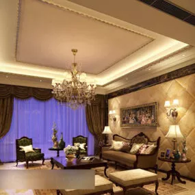 European Living Room Background Wall Interior 3d model