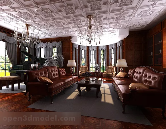 European Living Room Ceiling Grate Interior 3d model European Living Room Ceiling Grate Interior 3d model