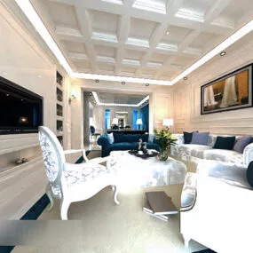 European Living Room Combination Sofa Interior 3d model
