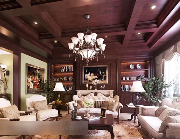 European Living Room Wooden Ceiling Interior 3d model European Living Room Wooden Ceiling Interior 3d model