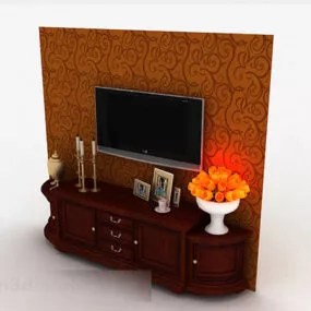 European Luxury Wooden Tv Background Wall 3d model