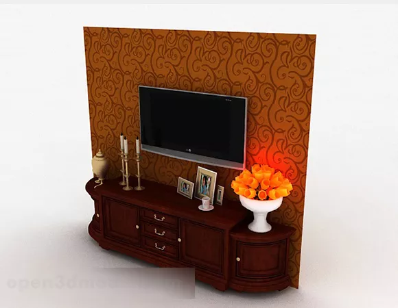 European Luxury Wooden Tv Background Wall 3d model European Luxury Wooden Tv Background Wall 3d model