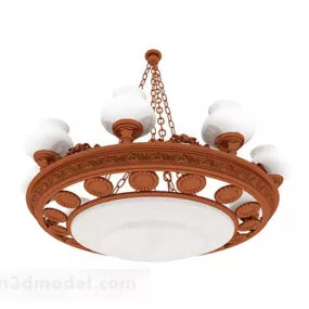 European Metal Round Carved Chandeliers 3d model