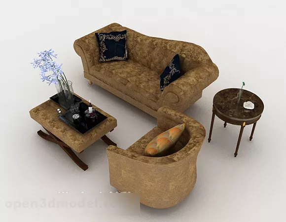 European Pattern Brown Sofa Set 3d model European Pattern Brown Sofa Set 3d model