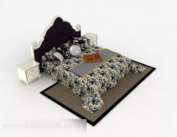 European Pattern Double Bed 3d model European Pattern Double Bed 3d model