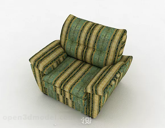 Green Single Sofa European Pattern Design 3d model Green Single Sofa European Pattern Design 3d model