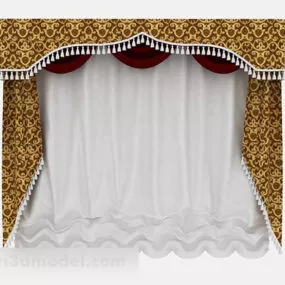European Pattern Yellow Curtain 3d model
