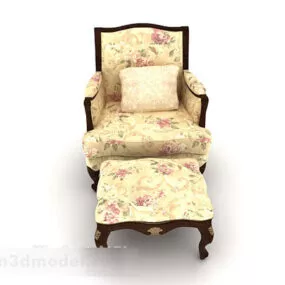 European Pattern Yellow Single Sofa 3d model
