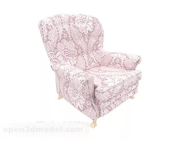 European Pink Pattern Single Sofa 3d model European Pink Pattern Single Sofa 3d model
