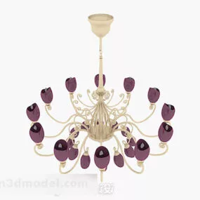 European Purple Multi Arms Chandelier 3d model
