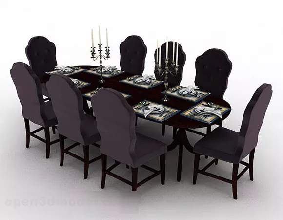 European Dining Table And Chair 3d model European Dining Table And Chair 3d model