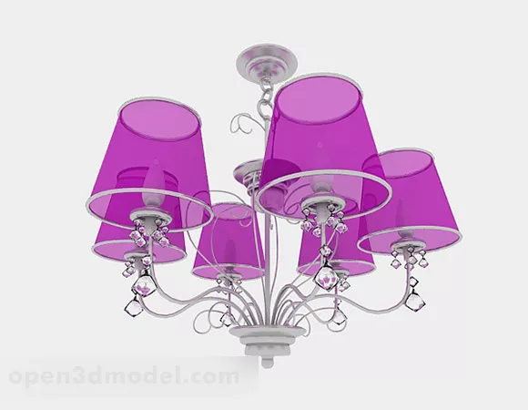 European purple metal crystal chandeliers 3d model European purple metal crystal chandeliers 3d model