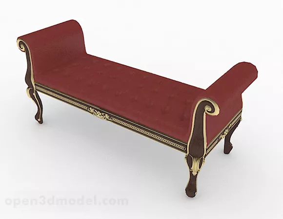 European Red Couch Stool 3d model European Red Couch Stool 3d model