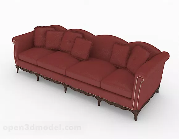 European Red Multi-seats Sofa 3d model European Red Multi-seats Sofa 3d model
