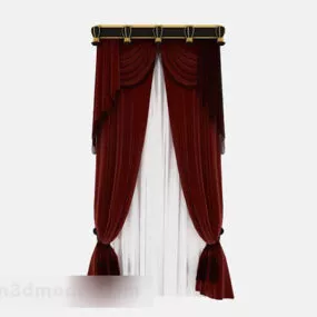 European Retro Curtain Red Color 3d model