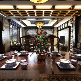 European Restaurant Grate Ceiling Interior 3d model