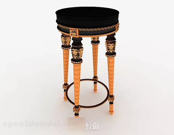 European Retro Black Gold Round Stool 3d model European Retro Black Gold Round Stool 3d model