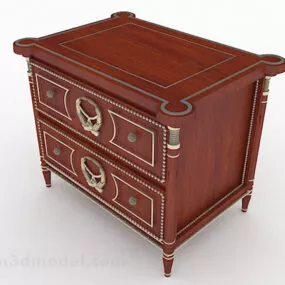 European Retro Brown Bedside Table 3d model