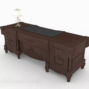 European Retro Brown Desk 3d model