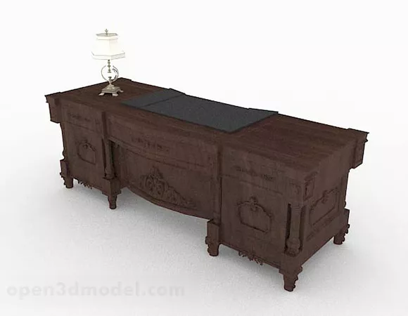 European Retro Brown Desk 3d model European Retro Brown Desk 3d model