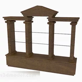 European Retro Brown Display Cabinet 3d model