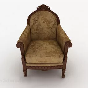 European Retro Brown Single Sofa 3d model