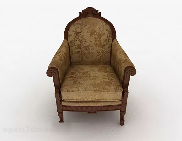 European Retro Brown Single Sofa 3d model European Retro Brown Single Sofa 3d model