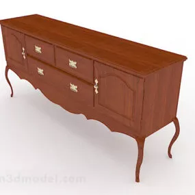European Retro Brown Tv Cabinet 3d model