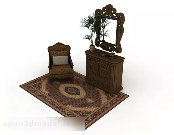 European Retro Brown Wooden Office Cabinet 3d model European Retro Brown Wooden Office Cabinet 3d model