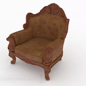 European Wooden Single Armchair 3d model