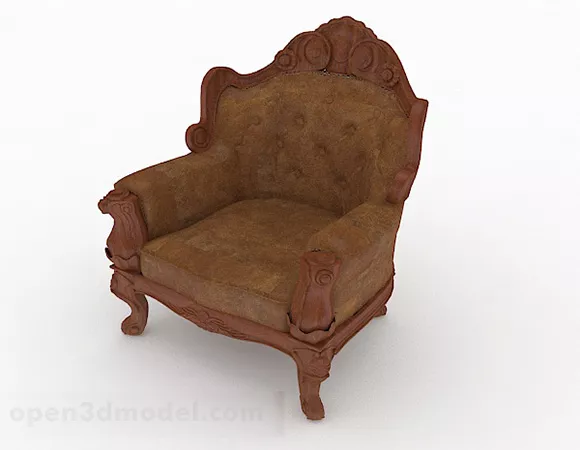 European Wooden Single Armchair 3d model European Wooden Single Armchair 3d model