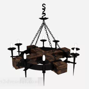 European Black Retro Chandeliers 3d model