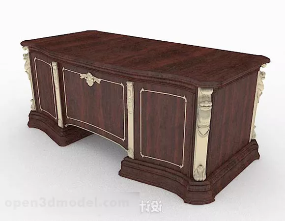 European Retro Desk 3d model European Retro Desk 3d model