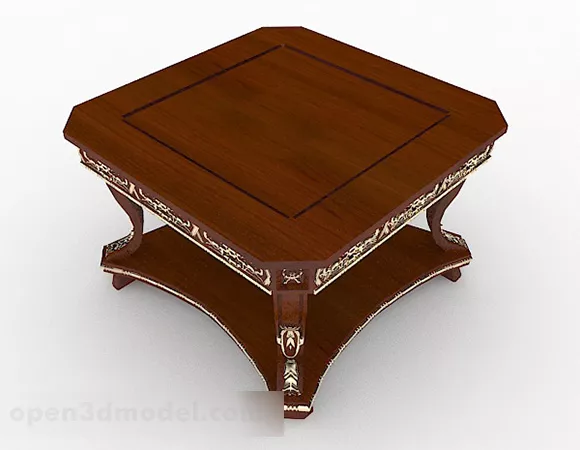 European Retro Wooden Coffee Table 3d model European Retro Wooden Coffee Table 3d model