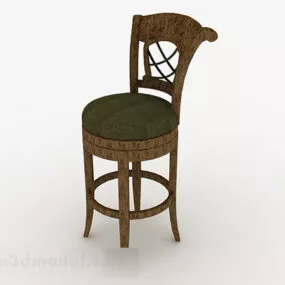 European Retro Wooden High Chair 3d model
