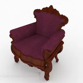 European Retro Wood Single Armchair 3d model