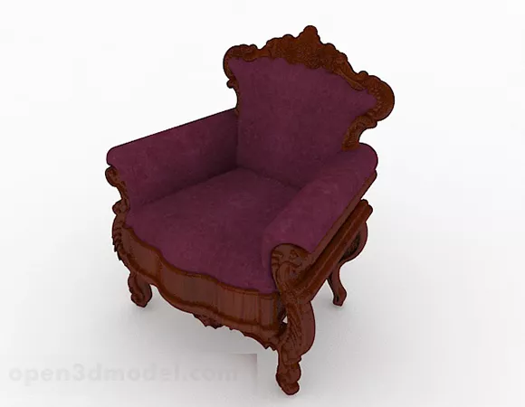 European Retro Wood Single Armchair 3d model European Retro Wood Single Armchair 3d model