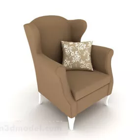 European Simple Brown Home Single Sofa 3d model
