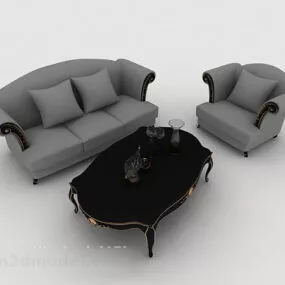 European Simple Gray Home Sofa 3d model